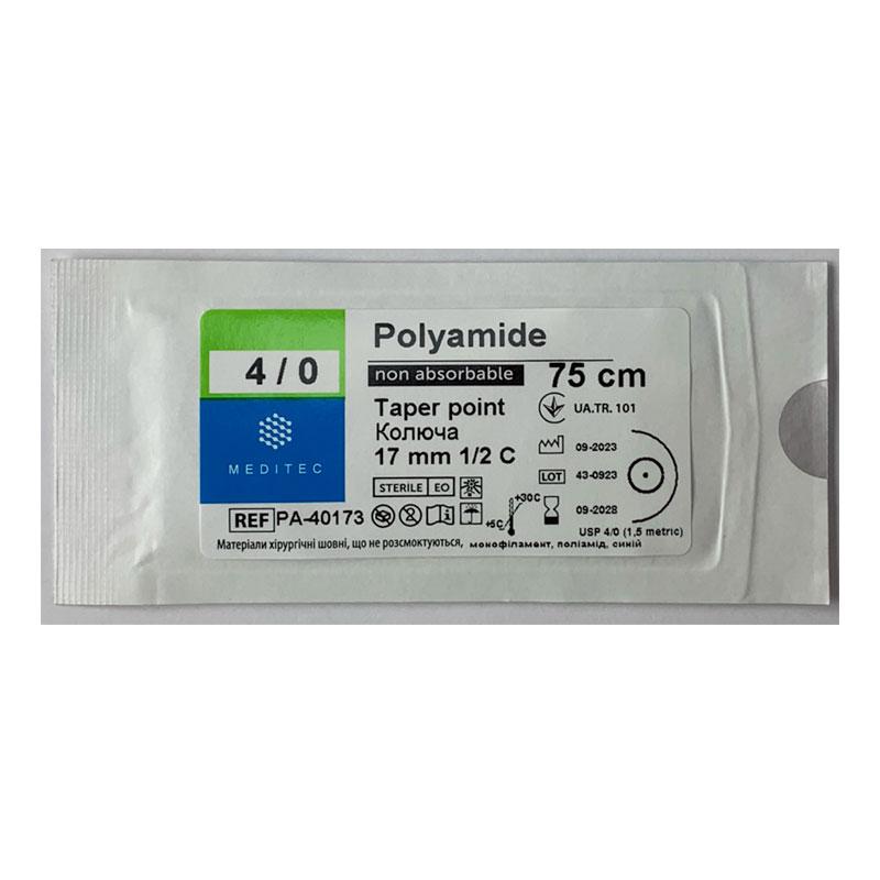 USP 4/0, монофіламентний, 1/2 кола, довжиною 17 мм Meditec® РА-40173